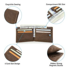 Ví da nam gấp đôi tối giản bán buôn, chất liệu da bò nguyên tấm, siêu mỏng, đựng thẻ - Product Image 5