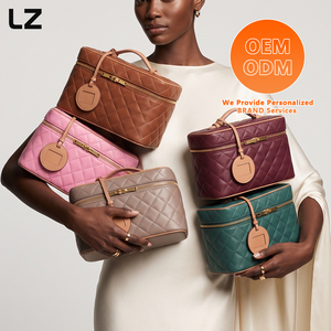 Bolsa de Cosméticos de Cuero Acolchado Personalizada LZ, Bolsa de Maquillaje de Viaje, Estuche de Vanidad, Organizador de Artículos de Aseo con Correa para Equipaje, Rosa - Product Image 6