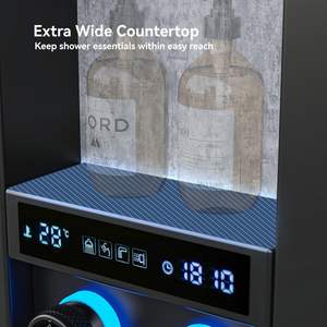 Système de douche à panneau <span class=keywords><strong>LED</strong></span> avec étagère, pomme de douche pluie et système de massage par jets d'eau, acier inoxydable pour salle de bain - Product Image 3