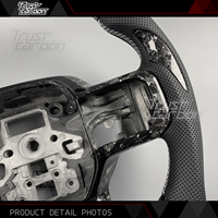 Volant personnalisé en fibre de carbone forgée argentée avec poignées noires pour Ford F-150 Raptor R STX XL 4x4 2019-2025