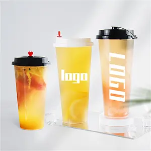 Factory Milkshake Smoothie PP Cups Disposable Transparent Frosting Drinking Beer Juice Coffee Boba Tea Plastic Cup with Lids