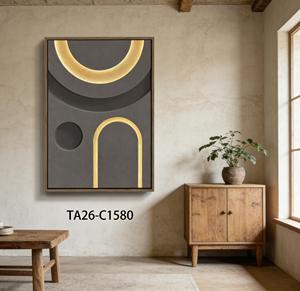 Quadro su Tela Minimalista Geometrico con LED, Arte Moderna per Soggiorno, Grande Dipinto da Appendere - Product Image 3