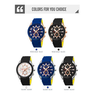 Montre chronographe ronde pour homme, bracelet en silicone de luxe, montre à quartz étanche 30M - Product Image 3
