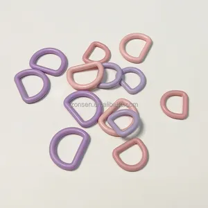 Colored Stainless Steel D-ring buckle Durable Hardware Accessories ABS Plastic Coated Metal D Rings for Pet Harness Collar Leash