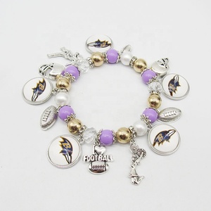 Bracelet Perles Pendentif Équipe de Football Vente en Gros Usine, Bracelet Unisexe Tendance en Alliage Plaqué Argent pour Cadeaux Sportifs - Product Image 5