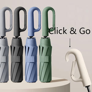 Parapluie pliant automatique avec boucle de fixation pour homme, extra large, renforcé, résistant au vent et à la pluie, protection solaire UV, parapluies noirs - Product Image 1