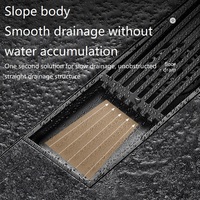 Design moderne en acier inoxydable, longue et linéaire, crépine pour canal de douche, forme rectangulaire, siphon de sol avec noyau à gravité en plastique