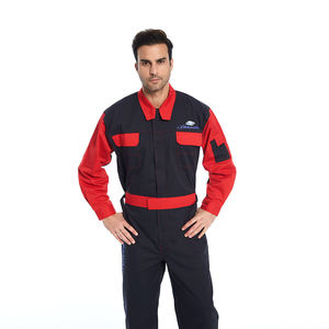 Combinaisons de travail à manches longues, combinaisons de mécaniciens, combinaisons à deux tons rouge et noir avec ceinture - Product Image 2