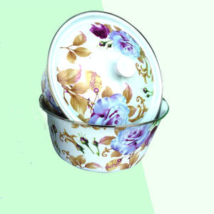 Tigela personalizada de grande capacidade de 26cm, esmalte de impressão, dedo, lavagem com tampa - Product Image 6