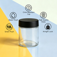 Chinesischer Hersteller 60mm Durchmesser Bernsteinfarbenes Glasgefäß mit Kindersicherem CR-Schraubverschluss, Recycelbares Glas für Mehrzweckverpackungen