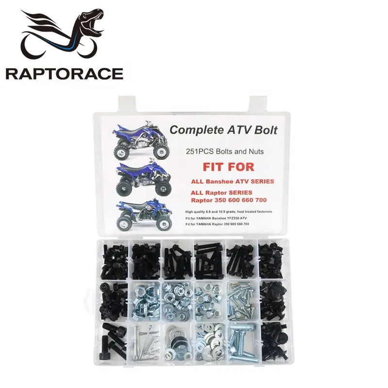 Raptorace Fit สำหรับ Yamaha Raptor 50 80 90 125 250 350 600 660 700R หลังการขาย10.9เหล็ก Bolt Fastener คลิปสกรูเครื่องซักผ้า Nut