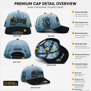 Casquette de baseball en denim délavé avec visière en velours côtelé, 6 panneaux, fermeture <span class=keywords><strong>snapback</strong></span>, broderie <span class=keywords><strong>LA</strong></span>, vente en gros, logo personnalisé, fournisseur direct d'usine OEM - Product Image 1