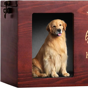Urne funéraire moderne artisanale pour animaux de compagnie, boîte de souvenir en bois pour crémation, cadre photo, cadeau de souvenir pour les cendres de chat ou de chien, cercueils - Product Image 1