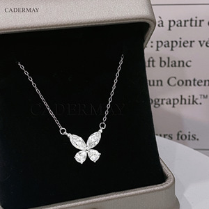 Cadermay Moissanite Butterfly Necklace S925 Silver 0.5ct Claw Setting Everyday Wear - Product Image 2