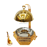 Chauffe-plat circulaire Lefeng Golden Lace de luxe en acier inoxydable, alimenté à l'alcool, 12 heures, 8L, design moderne et écologique