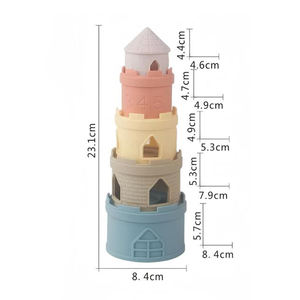 Jouets <span class=keywords><strong>de</strong></span> bain musicaux en silicone en forme <span class=keywords><strong>de</strong></span> <span class=keywords><strong>château</strong></span> numérique à empiler, 5 pièces, pour l'éducation précoce Montessori, jouet aquatique pour enfants <span class=keywords><strong>de</strong></span> 2 à 14 ans et plus - Product Image 3