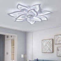 Ventilateurs de plafond en acrylique modernes en gros, lampes de ventilateur en forme de lotus noir, luminaire de ventilateur de plafond à profil bas pour salon et chambre à coucher