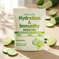 Mélange de Boissons Hydratantes et Immunitaires à Marque Blanche OEM/ODM – Électrolytes Saveur Concombre et Citron Vert – Complément Alimentaire Chardon-Marie et Sureau
