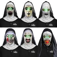 Masque de nonne en latex lumineux, plusieurs styles, capuche d'horreur, visage de fantôme, accessoires effrayants pour Halloween, personnalisable