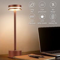 Lampes de table LED 1800mA Type-C Rechargeable pour Restaurant Bar Atmosphère Lampe de table Stepless Dimming Touch Lampe de table