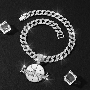 قلادة سبيكة من خليط الذهب مطلية بالكامل ومزودة بحلقة كرة سلة مع سلسلة ميامي كوبان 15 مم - Product Image 6