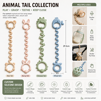 Sangle anti-perte personnalisée en silicone pour bébé |   Attache-tétine motif queue d'animal, sangle pour biberon, support de jouet pour poussette OEM ODM