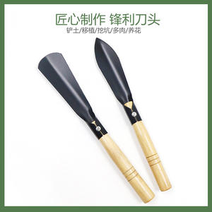 Bêche de jardinage en acier au carbone avec manche en bois pour la plantation de fleurs et l'entretien des semis - Product Image 2
