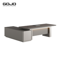 Bureau de direction moderne en bois modulaire personnalisable avec bibliothèque extensible, mobilier pour postes de travail à domicile en MDF