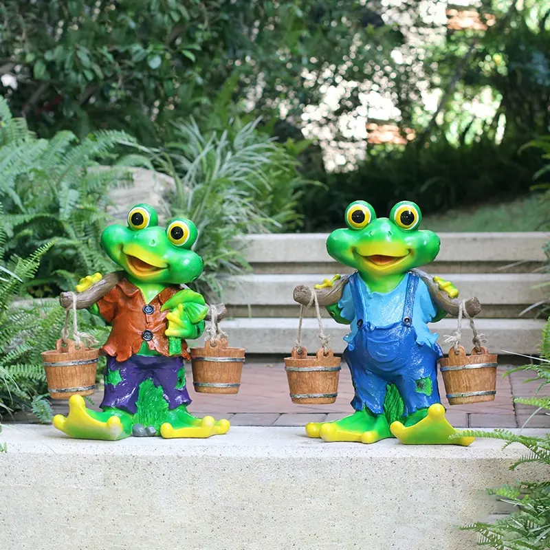 2022 new creative fiberglass sculpture life size large painted fiberglass frog statue resin crafts for outdoor decor