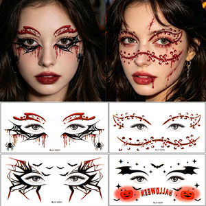 Autocollants pour le visage imperméables et durables pour Halloween, non toxiques, sans danger pour la peau, autocollants de tatouage pour les yeux en forme de toile d'araignée, CPNP, tatouages temporaires - Product Image 3