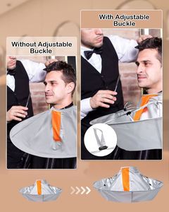 Capa de peluquería plegable DIY, impermeable, de poliéster, gris plateado, 60 cm, cómoda y portátil, para corte y recorte de cabello. - Product Image 4