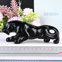 Vente en gros d'animaux en cristal naturel sculptés en obsidienne noire pour la décoration