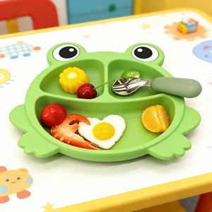 Juego de Vajilla de Silicona con Diseño de Animales de Dibujos Animados, Moderno y Minimalista, Todo en Uno, Fácil de Limpiar, Plato de Cena para Bebé, Juego de Alimentación de Silicona para Bebé - Product Image 2