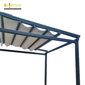 Plegable impermeable toldo retráctil luz LED pérgola para terraza