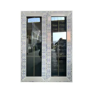 חלונות PVC צרפתי לבן למינציה כפולה UPVC הוכחת הוריקן חלונות זכוכית כהה השפעה כהה