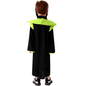 Disfraz de alienígena para niños con máscara, capa negra plateada, ribete azul, verde y morado para actuaciones de Halloween - Product Image 3