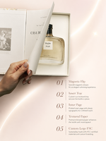 Boîte personnalisée en forme de livre magnétique, emballage de parfum avec couvercle rabattable, papier texturé blanc, OEM