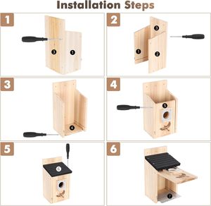 Casas para Pájaros para Exteriores, Caja de Anidación para Pájaros Azules con Protección Metálica Contra Depredadores, Kit de Casa de Pájaros de Madera para Pichones, Golondrinas y Pinzones - Product Image 5