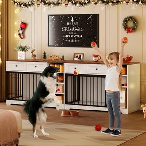 กรงสุนัขในร่มทำจากไม้ทันสมัยสำหรับสุนัขในร่มทำจากโลหะมี<span class=keywords><strong>2</strong></span>ลิ้นชักและ<span class=keywords><strong>4</strong></span>ชั้นสำหรับจัดเก็บและแบ่ง - Product Image 5