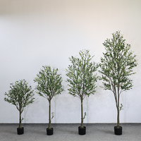 Olivier artificiel de 120 cm et 150 cm, tronc en plastique imitation bois, faux olivier en pot