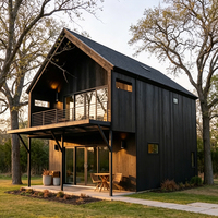 Maisonnette préfabriquée à deux étages de style grange moderne, kit de maisonnette en panneaux SIP pour location vacances, maison d'hôtes et vie en plein air
