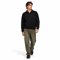 Sweat-shirt Polo Homme Snow Wash Skate Grunge à Col Johnny, Coupe Oversize, Patte de Boutonnage Sans Boutons, Personnalisable avec Logo, Vente en Gros