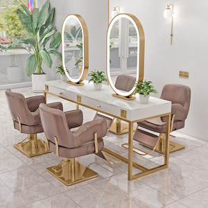 Modern Style Cosmetic <b>Mirror</b> <b>Table</b> Integrated Cabinet for Beauty Salon for Perm Dyeing Barber Shop Use for Internet Celebrity - Product Image 1