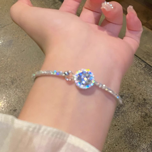 Brazaletes de circonio redondos Super Flash coreanos, simples, todos con Círculo de calidad de <span class=keywords><strong>Gas</strong></span>, pulsera de regalo BFF, venta al por mayor - Product Image 4