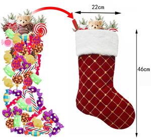 2025 décorations <span class=keywords><strong>de</strong></span> noël personnalisables chaudes chaussettes <span class=keywords><strong>de</strong></span> noël perlées à carreaux brodées bas <span class=keywords><strong>de</strong></span> noël beiges - Product Image 5