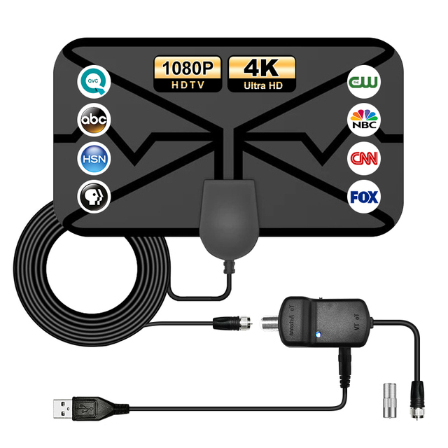 BAIAO Portable 4K Digital Flat TV Antenna DVB-T2 HDTV Amplifier Signal Booster Indoor Aerial 470-862MHz Ground Mount