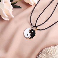 Collier poisson Tai Chi Yin Yang unisexe avec corde de cire chaîne en acier inoxydable classique style géométrique vintage cadeau parfait pour homme