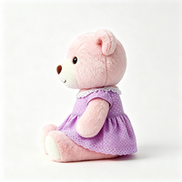 Ours en peluche doux et câlin avec robe à col en dentelle et manches courtes, jouet en peluche animal