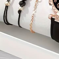 UM JEWELRY Nuevo Reloj de Cuarzo con Correa de Cuero y Esfera con Incrustaciones de Piedras Preciosas para Mujer, Conjunto de Pulsera, Venta al por Mayor, Regalo - Product Image 3