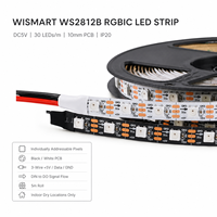 Bande LED numérique adressable WISMART DC5V WS2812B RGBIC SMD5050, 30 LED/m, 10 mm, IP20, PCB noir/blanc, rouleau de 5 m, lumière flexible